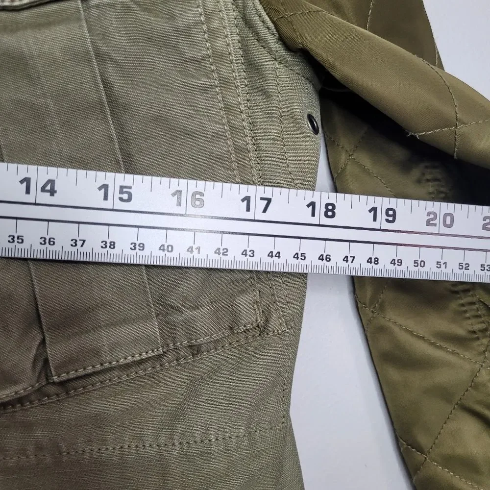 J. Crew B2589 Quilted Sleeve Drawstring Waist Utility Field Jacket Military S